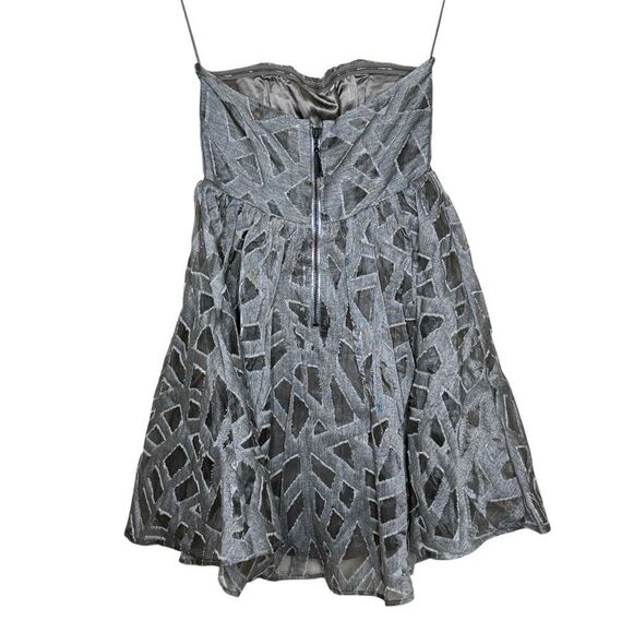 Alice + Olivia Kristin Gray Strapless Tube Mini Cocktail Dress Wool Silk Blend - Picture 5 of 11